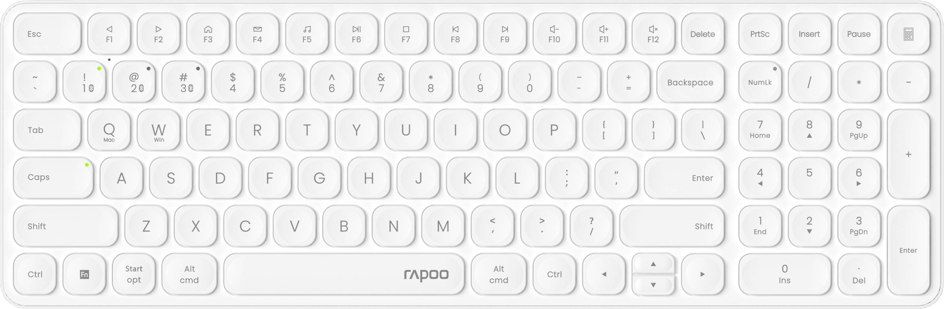 Rapoo E9310M Toetsenbord Draadloos, Bluetooth QWERTZ, Duits Wit