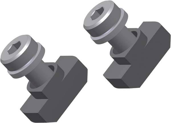 Dva metalna brtvena vijka slična žigovima sa šesterokutnim glavama, prikazana kao odvojena 3D ilustracija na bijeloj pozadini.