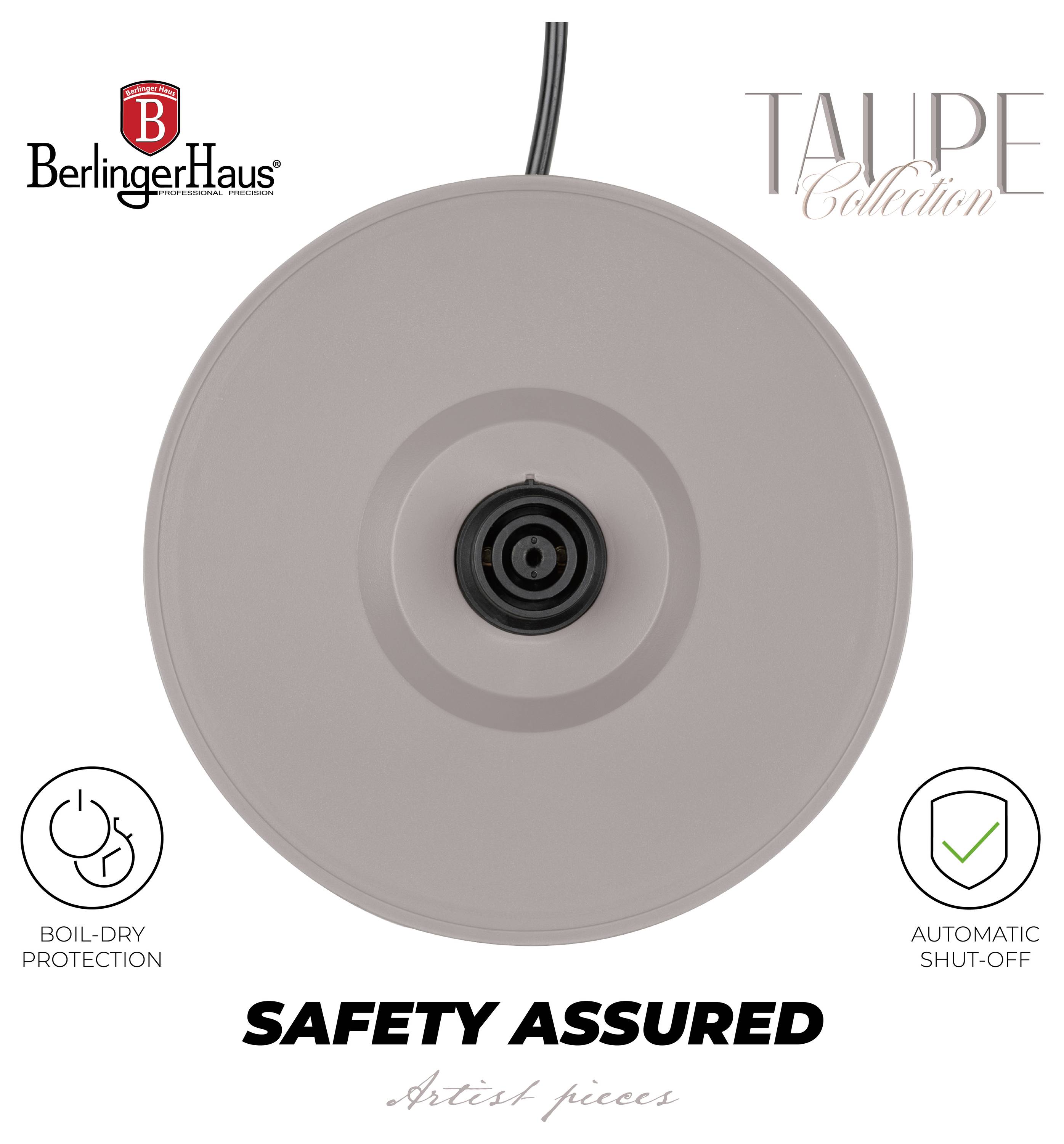 BerlingerHaus Taupe Collection tava sa 'Safety Assured' svojstvima: zaštita od kuhanja na suho i automatsko gašenje.