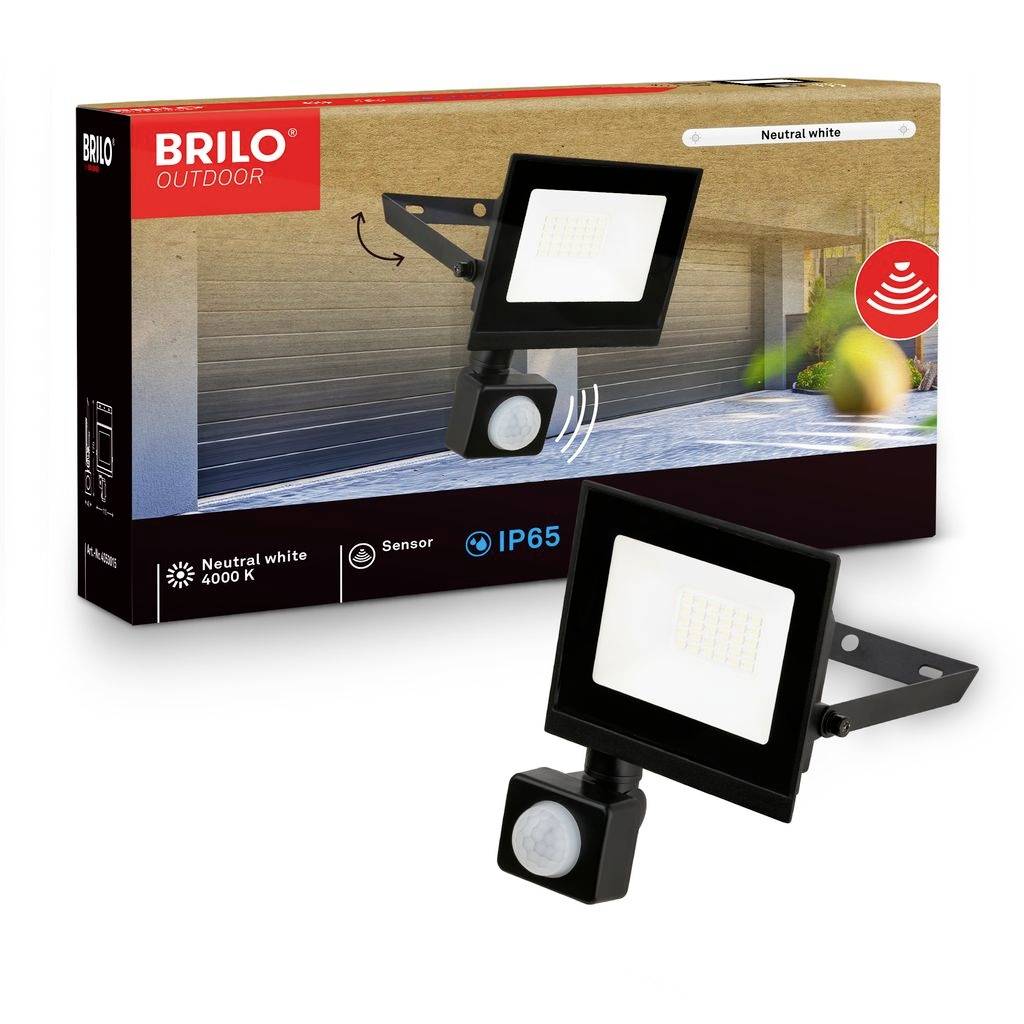 Briloner VARO 4053015 Buitenschijnwerper met bewegingsmelder 20 W Lichtkleur (naam): Neutraalwit