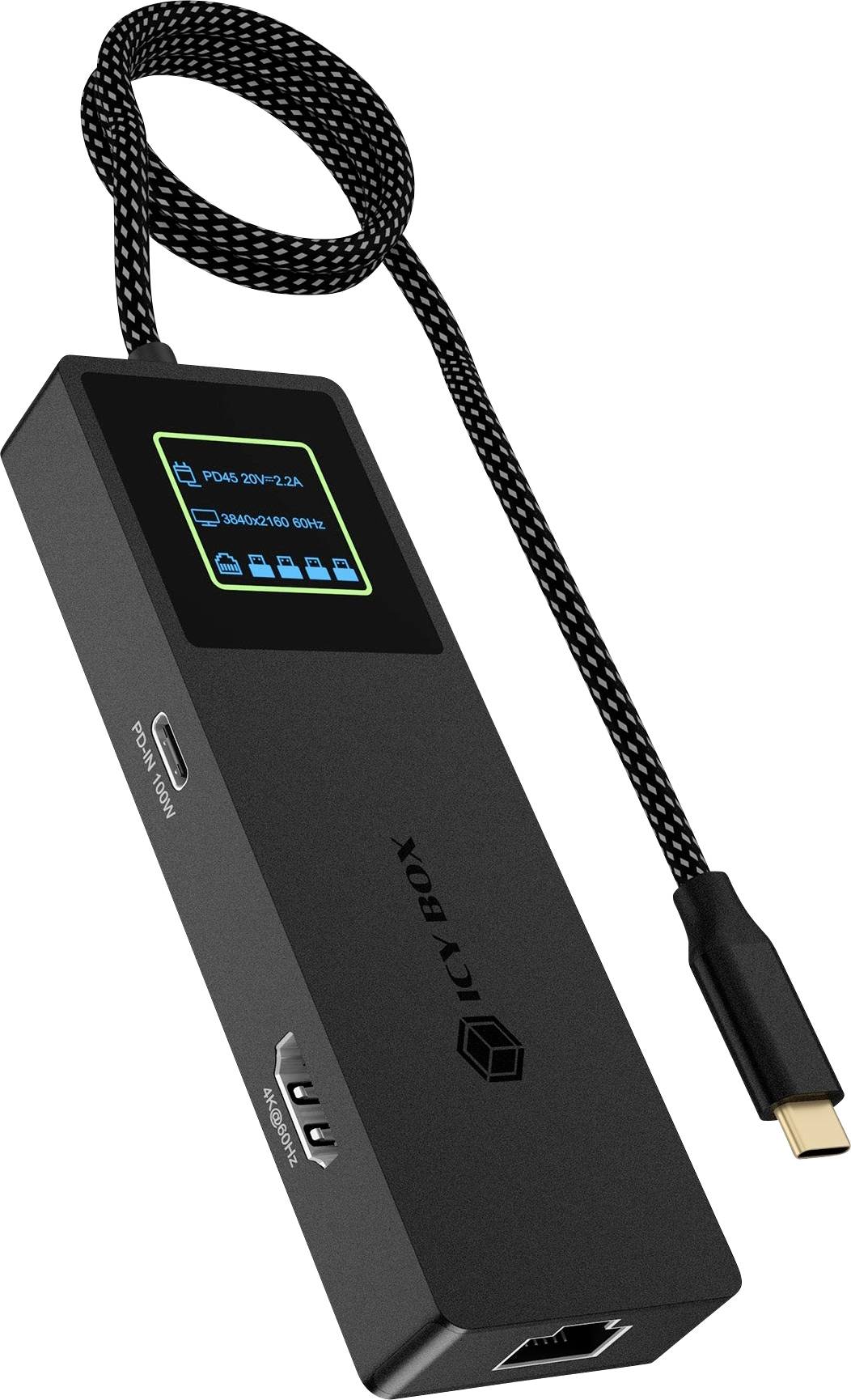 ICY BOX Spade Dock 4038 USB-C dockingstation    Geïntegreerd display, USB-C Power Delivery