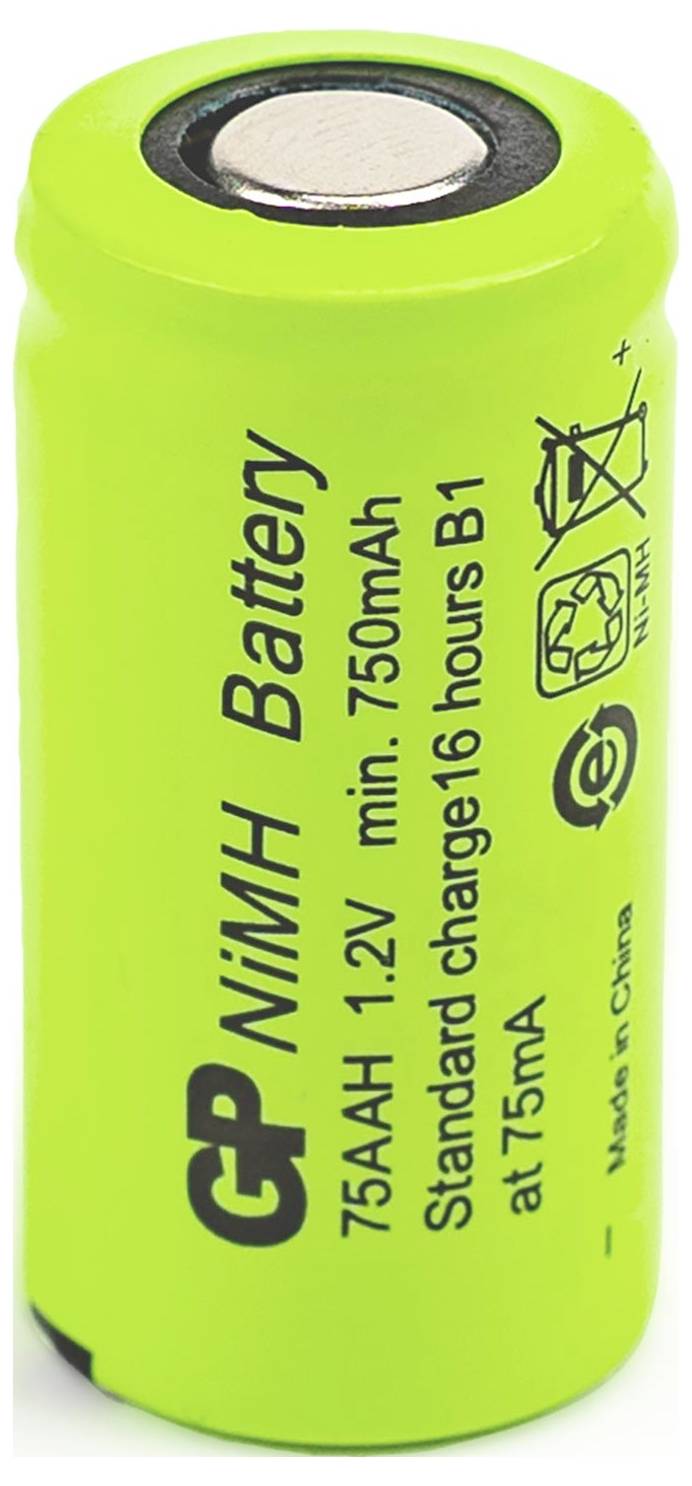 Zeleni GP NiMH punjiva baterijska ćelija označena 1,2V, 750mAh, standardno punjenje 16 sati B1.
