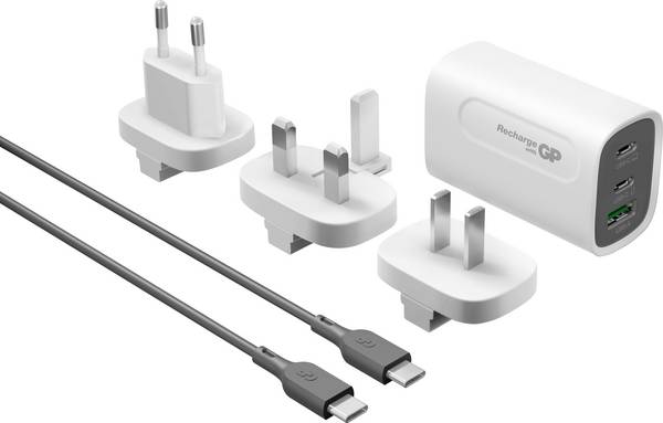 GP  USB punjač 65 W 1x USB-A, 2x USB-C® Power Delivery, Quick Charge 4.0 bijela unutrašnje područje s europskim adapterom, s UK adapterom, s kineskim adapterom
