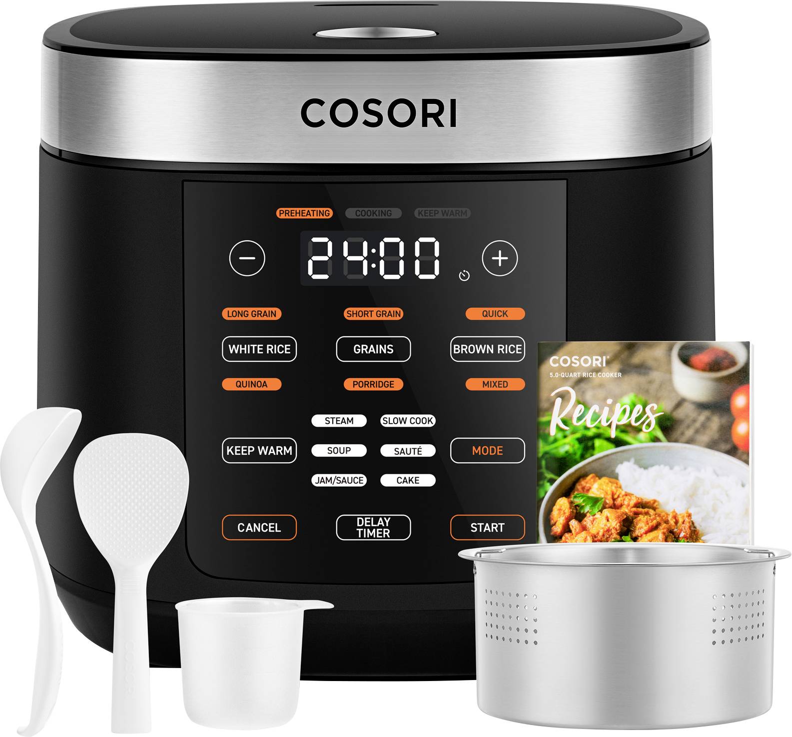 Cosori Multi-Cooker Chef Edition Rijstkoker Zwart, Zilver Timerfunctie, Rijstkookfunctie