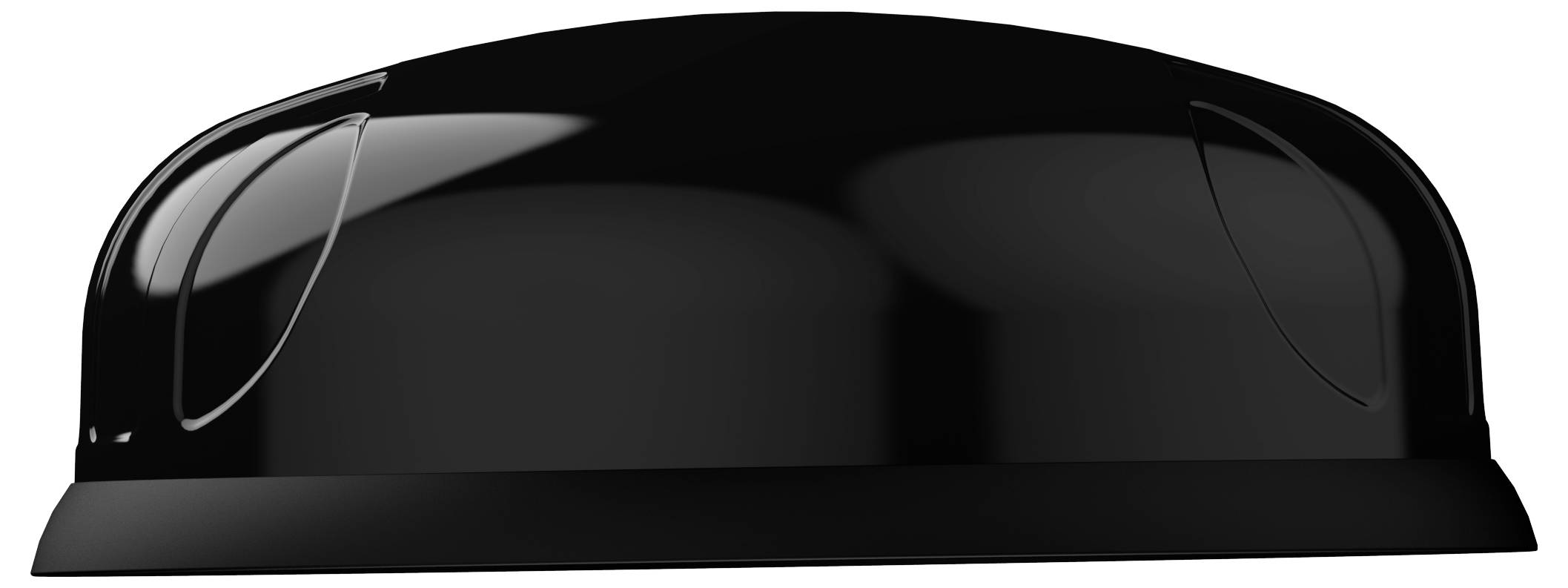 Crna tvrda zaštitna kaciga prikazana u bočnom pogledu, izolovana na bijeloj pozadini.