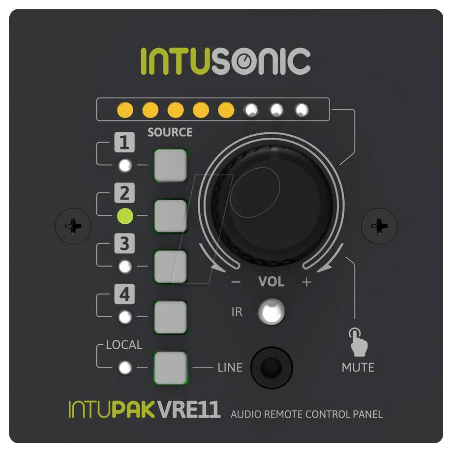 Intusonic VRE11 Inbouw (in muur) PA-volumeregelaar Zwart