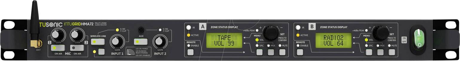 Intusonic HMA72 PA-versterker 10 W 2 zones
