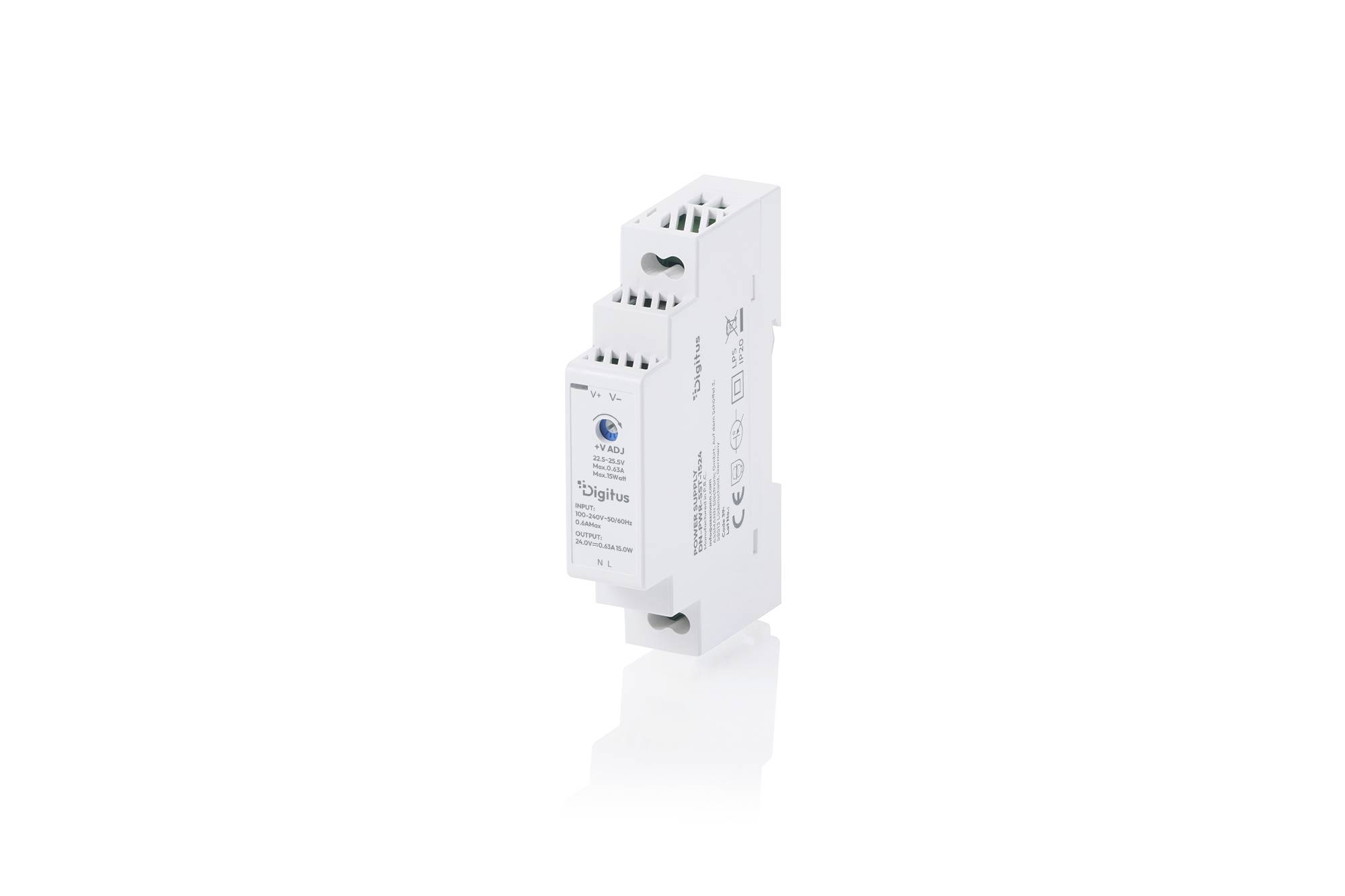 Digitus DN-PWR-SST-1524 DIN-rail netvoeding 24 V/DC 0.63 A 15 W Inhoud 1 stuk(s)