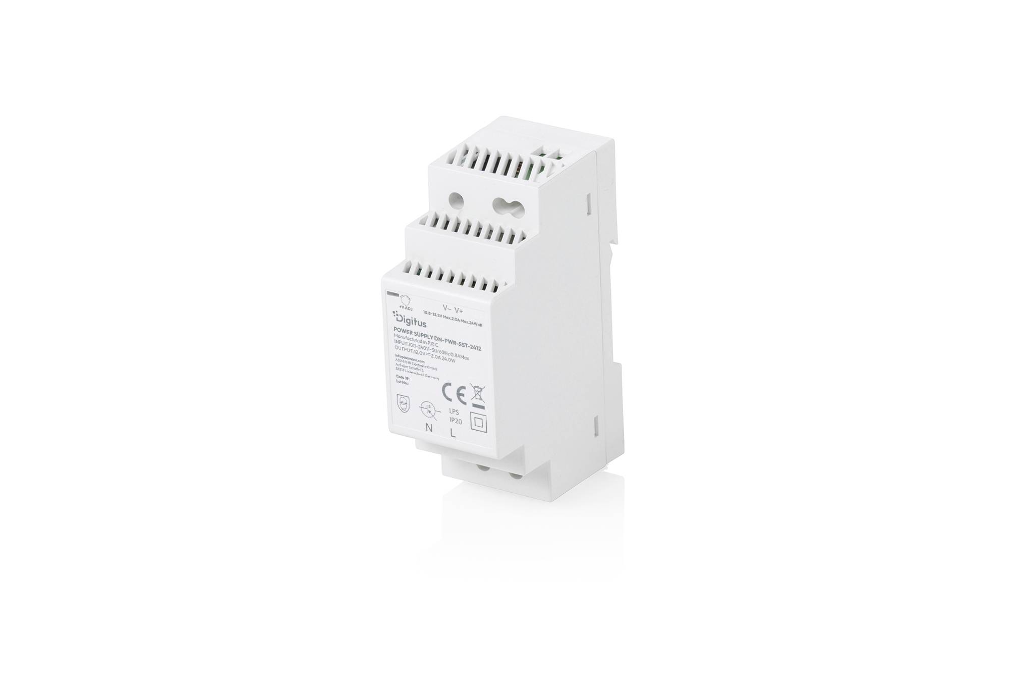 Digitus DN-PWR-SST-2412 DIN-rail netvoeding 12 V/DC 2 A 24 W Inhoud 1 stuk(s)