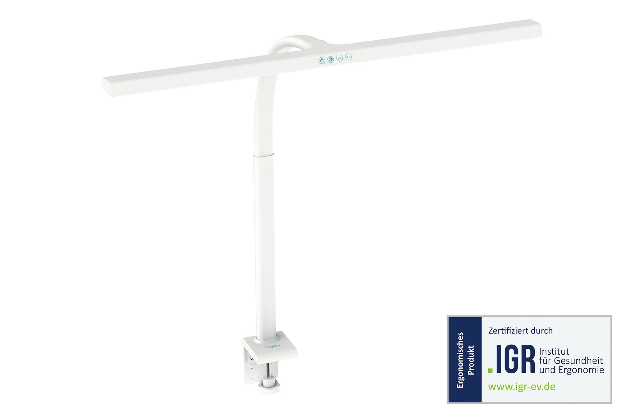 Digitus DA-90493 LED-bureaulamp, LED-bureaulamp met klemvoet, LED-tafellamp, Tafellamp LED, SMD LED 16 W Energielabel: D (A - G) Wit