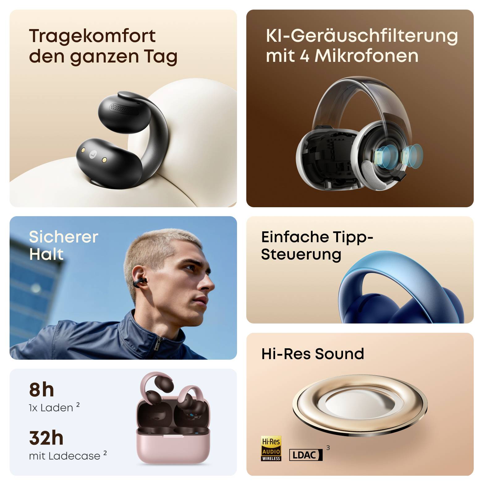 Anker Soundcore AeroClip On Ear Headset Bluetooth® stereo plava boja vodoodbojne-6