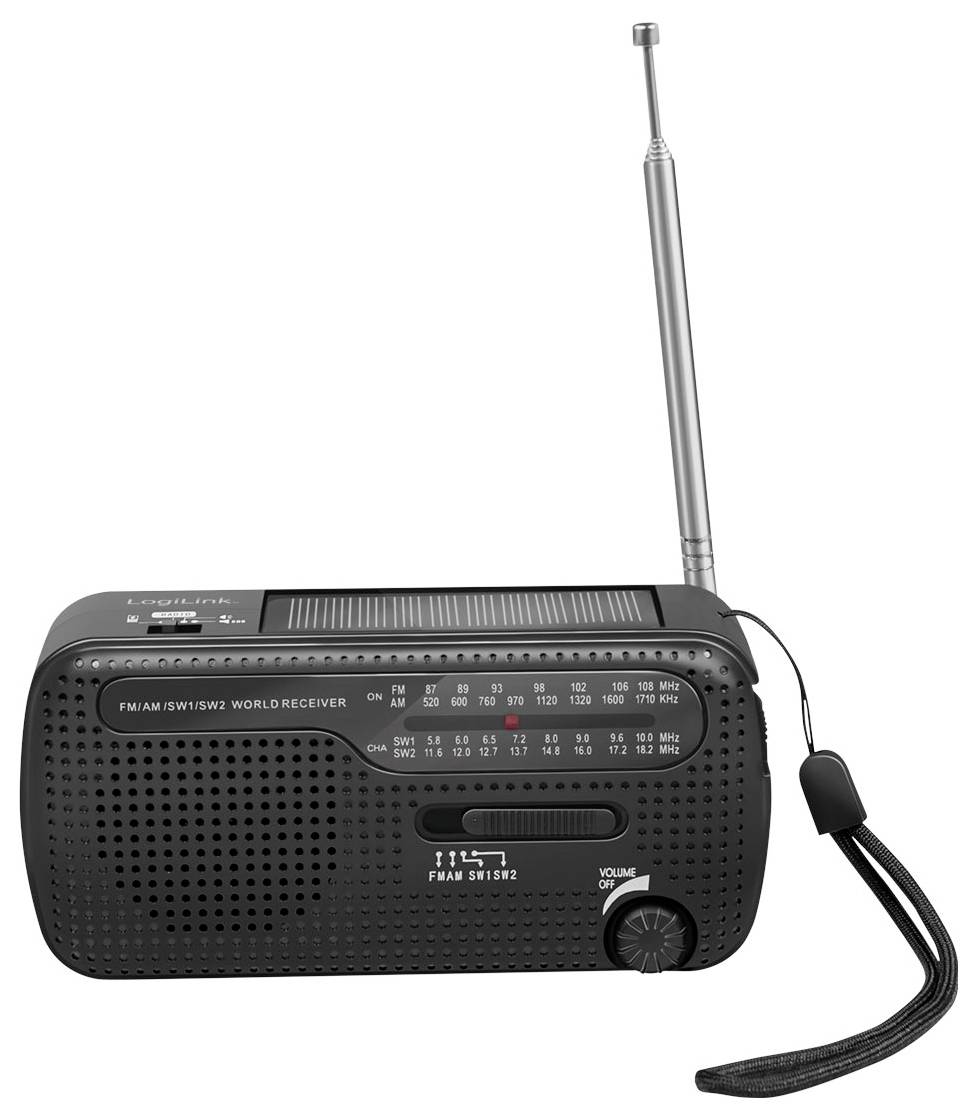LogiLink SP0074 radio za hitne slučajeve AM, FM ručna obrtaljka, solarni panel, funkcija Powerbank, džepna svjetiljka, m-1