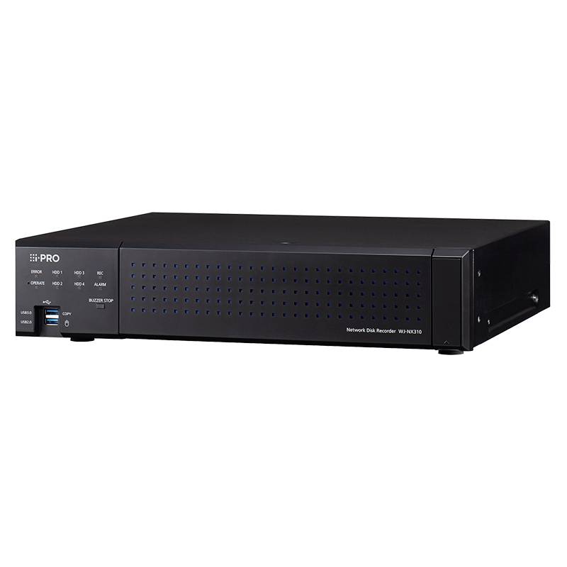 Crni mrežni disk recorder s prednjim indikatorskim lampicama, USB priključkom i otvorima za ventilaciju, prikazan na bijeloj podlozi.