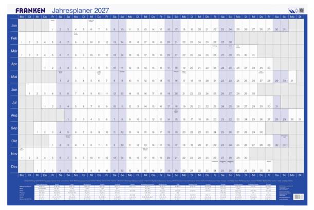 Franken PKH100227 Bureau onderlegger Jaarplanner 2027 Wit, Blauw (b x h) 910 mm x 610 mm 1 stuk(s) PKH100227