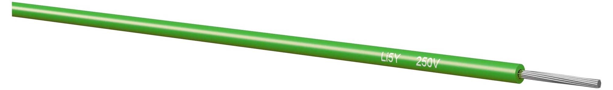 Zeleni izolirani električni kabel označen 3x1 250V, sa izloženim metalnim vodičem bez izolacije na jednom kraju.