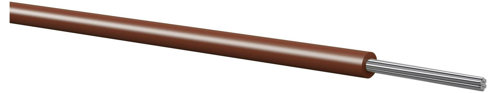 Presjek smeđeg izoliranog kabela koji pokazuje sivu višenitnu metalnu jezgru izloženu na kraju.