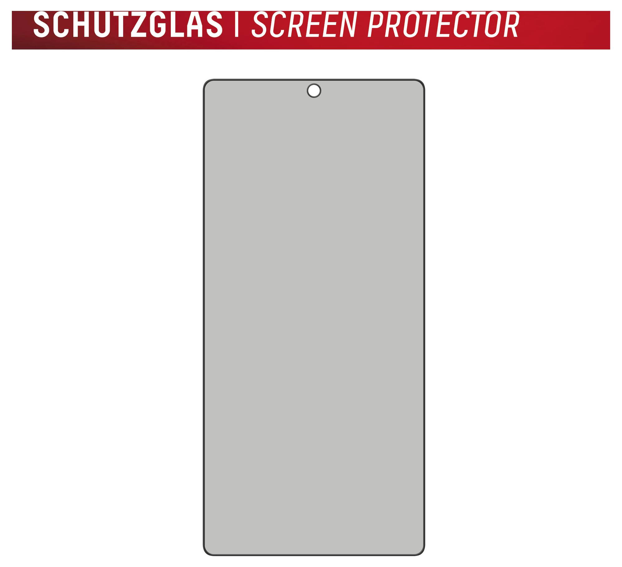 Zaštitna folija za tablet prikazana kao siva pravokutna rezanja s rupom za kameru i oznakom 'ZAŠTITNO STAKLO | ZAŠTITNA FOLIJA' gore.