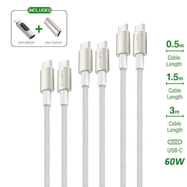 4Smarts USB-C kabel USB-C® 3 m bijela, srebrna 540656