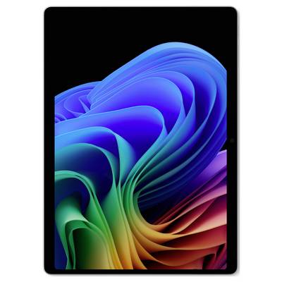 Tablet s šarenom apstraktnom spiralnom pozadinom na crnom zaslonu, prikazujući plave, zelene, žute i crvene gradijente.