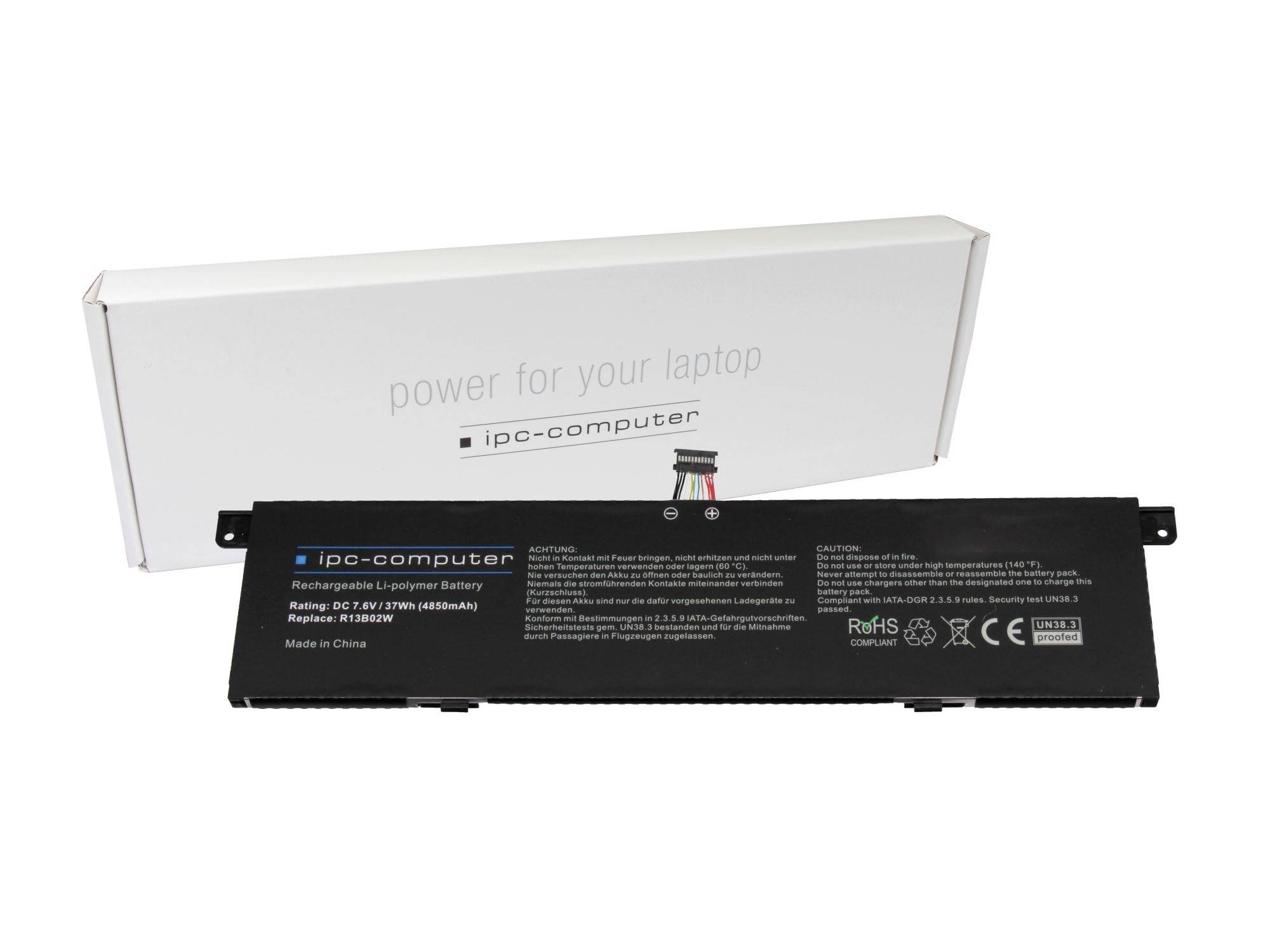 ipc-computer Akku R13B02W REPLACE R13B02W REPLACE Laptopaccu 7.60 V 4850 mAh IPC-Computer