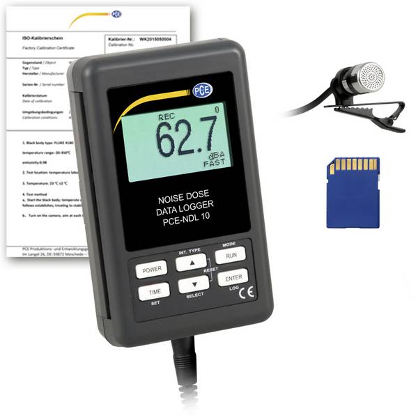 PCE Instruments mjerač razine zvuka Kalibriran po (ISO) zapisivač podataka PCE-NDL 10-ICA 30 - 130 dB 31.5 Hz - 8000 Hz RS-232, USB