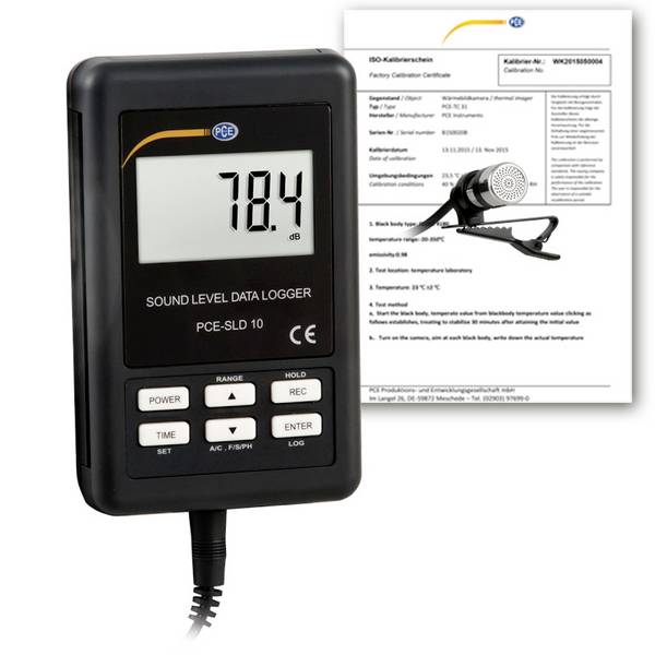 PCE Instruments mjerač razine zvuka Kalibriran po (ISO) zapisivač podataka PCE-SLD 10-ICA 30 - 80 dB 31.5 Hz - 8000 Hz RS-232