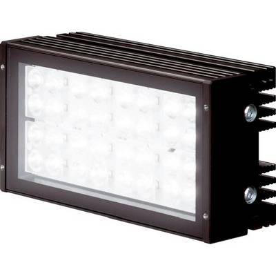 Pravokutna LED reflektorska armatura sa crnim metalnim kućištem, prozirnom prednjom pločom i bočnim rebrima za hlađenje na bijeloj pozadini.