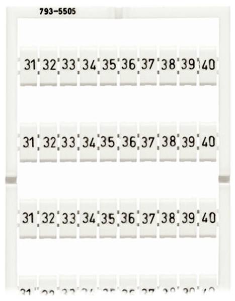 WAGO 793-5505 Opschriftkaart Wit 5 stuk(s)