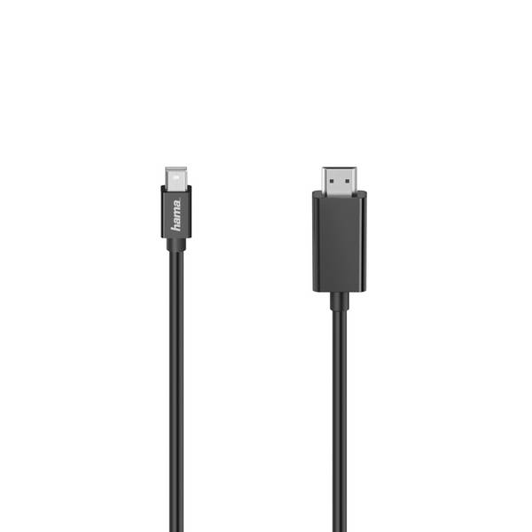 Hama HDMI adapterski kabel Mini DisplayPort utikač, HDMI A utikač 1.5 m crna 00200711 s umetkom protiv savijanja, fleksibilan, dvostruko zaštićen, vitka linija HDMI kabel