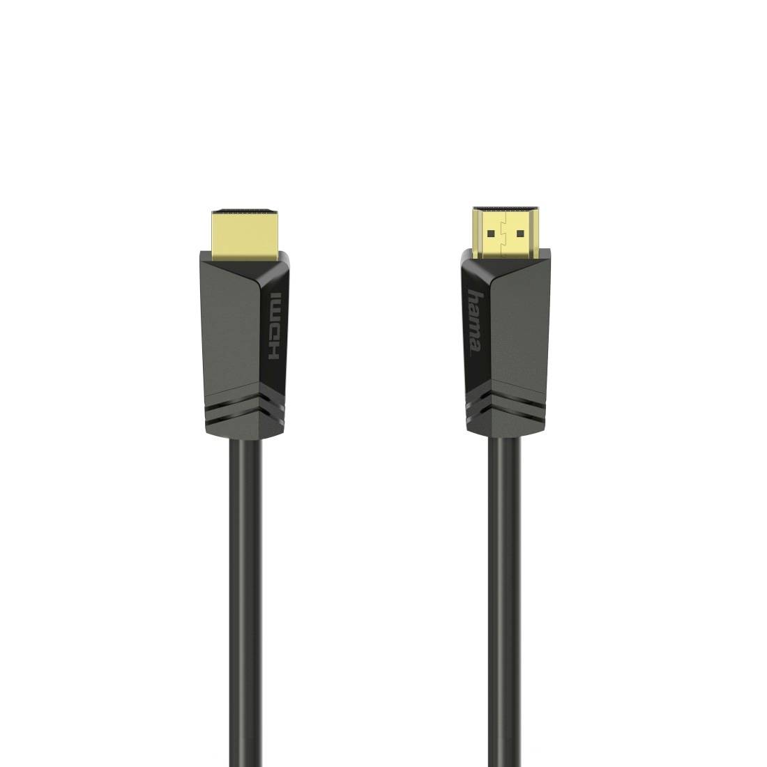 Crni HDMI kabel s dva konektora prikazana jedno pored drugoga na bijeloj pozadini, jedan punoveličan HDMI i jedan manji HDMI konektor.