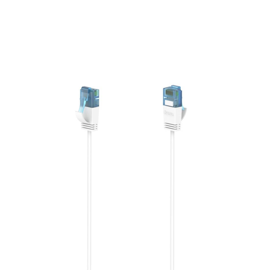 Hama 00200690 RJ45 Netwerkkabel, patchkabel CAT 6A U/UTP 3 m Wit Extreem dun 1 stuk(s)