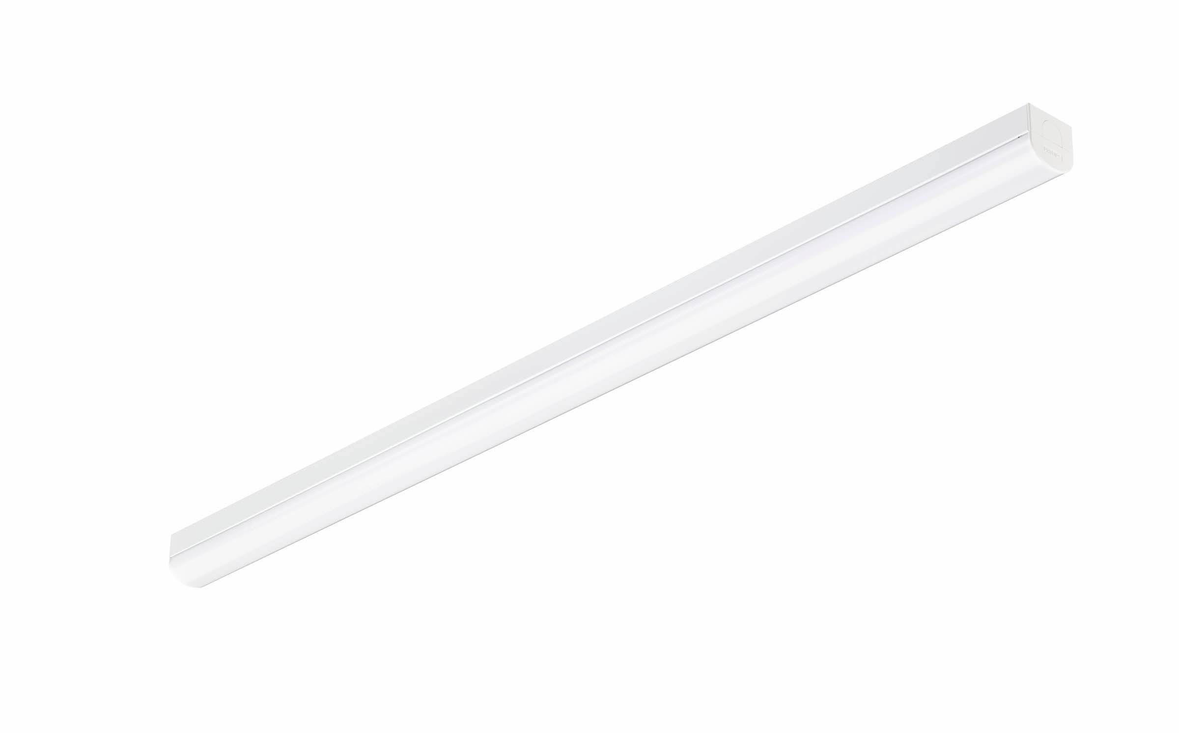 Dugi bijeli LED cijev sa svjetlom prikazana dijagonalno na jednostavnoj bijeloj pozadini.