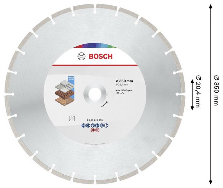 Bosch Accessories 2608615035 2608615035 dijamantna rezna ploča promjer 350 mm Promjer bušotine 25.40 mm beton, opeka, me-4