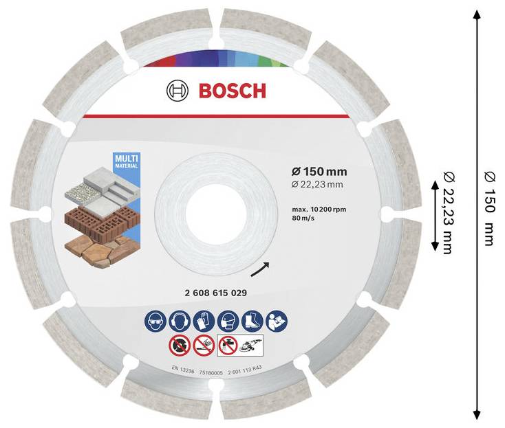 Bosch Accessories 2608615029 2608615029 dijamantna rezna ploča promjer 150 mm Promjer bušotine 22.23 mm beton, opeka, me-4