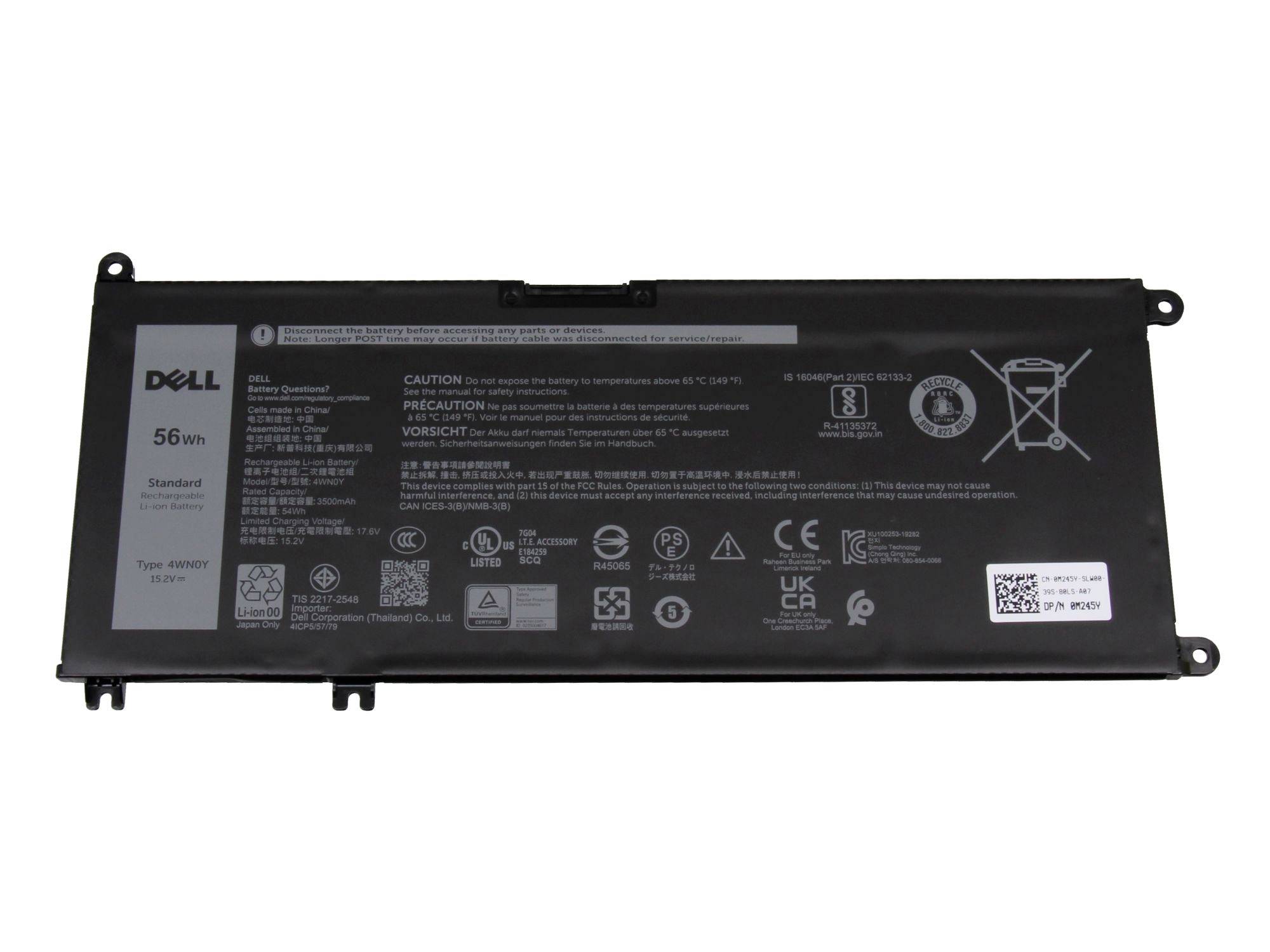 Dell Akku 4WN0Y 4WN0Y Laptopaccu 15.20 V 3500 mAh Dell