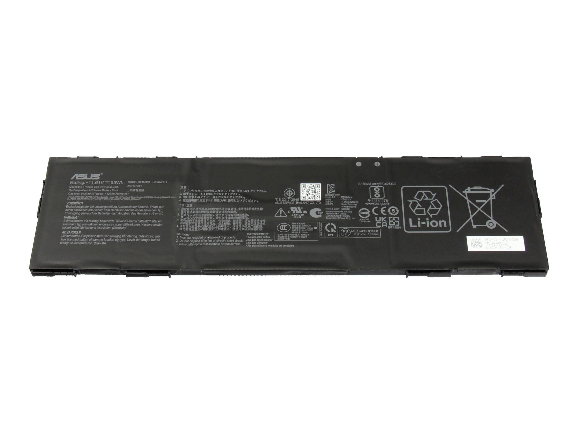 Asus Akku 0B200-04580000 0B200-04580000 Laptopaccu 11.61 V 5427 mAh Asus