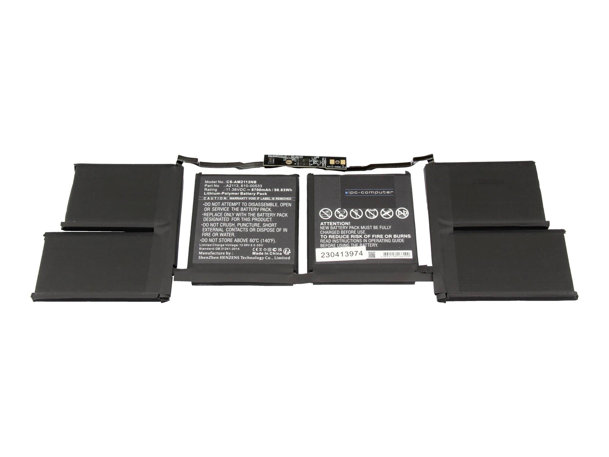 ipc-computer Akku A2113 REPLACE A2113 REPLACE Laptopaccu 11.36 V 8700 mAh IPC-Computer