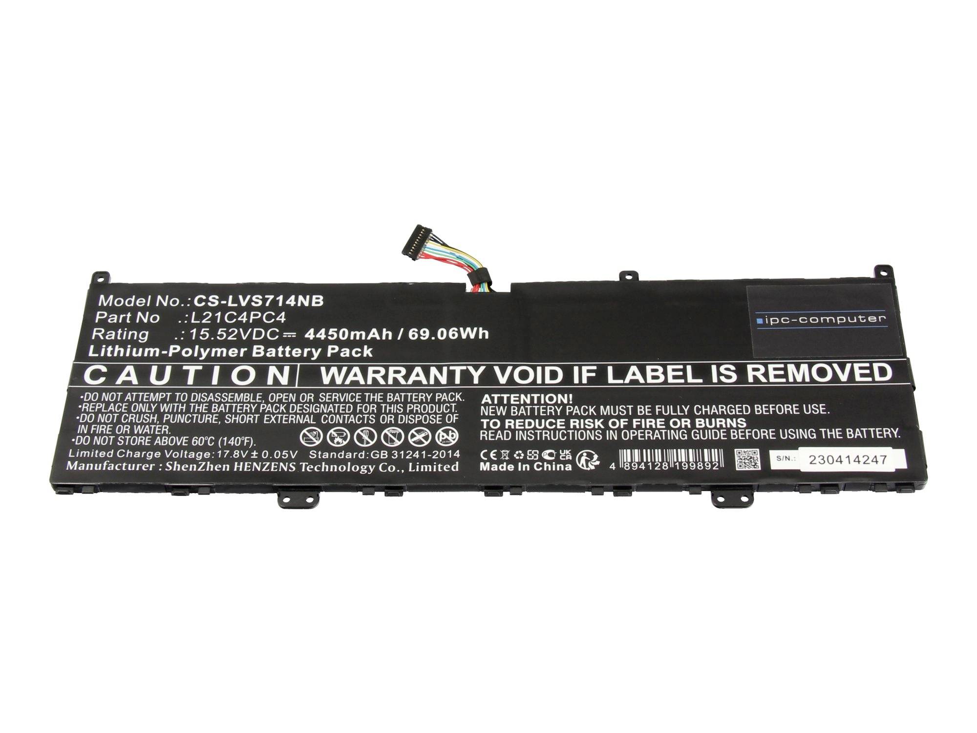 ipc-computer Akku L21D4PE0 REPLACE L21D4PE0 REPLACE Laptopaccu 15.52 V 4450 mAh IPC-Computer