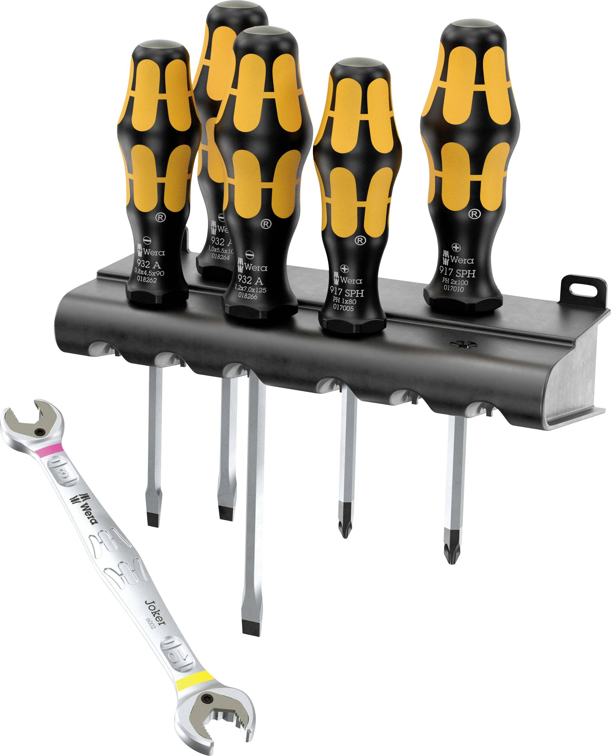 Wera Joker Werkplaats, Universeel Schroefbeitel met dubbele steeksleutelset Kopbreedte: 4.5 mm, 5.5 mm, 7 mm Koplengte: 80 mm, 90 mm, 100 mm, 125 mm
