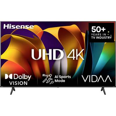 Hisense UHD 4K TV oglas koji prikazuje Dolby Vision, AI Sports Mode, VIDAA i značku '50+ godina u TV industriji'.