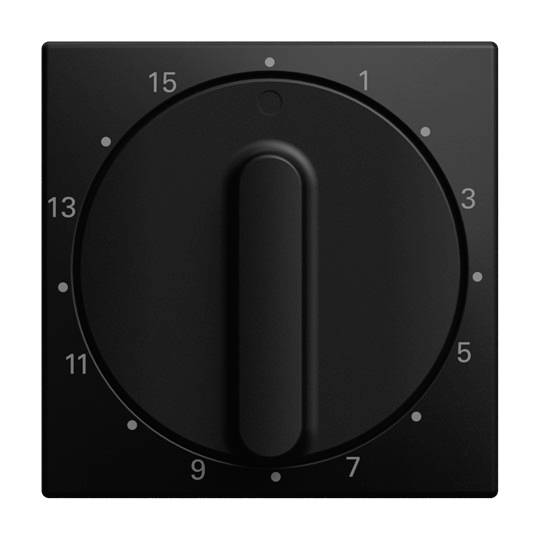 Busch-Jaeger Centrale plaat met opdruk 1 ... 15 min voor tijdschakelklok, draaiknop zwart mat - Busch-balance® SI (1770-915-103), 2CKA001753A0196
