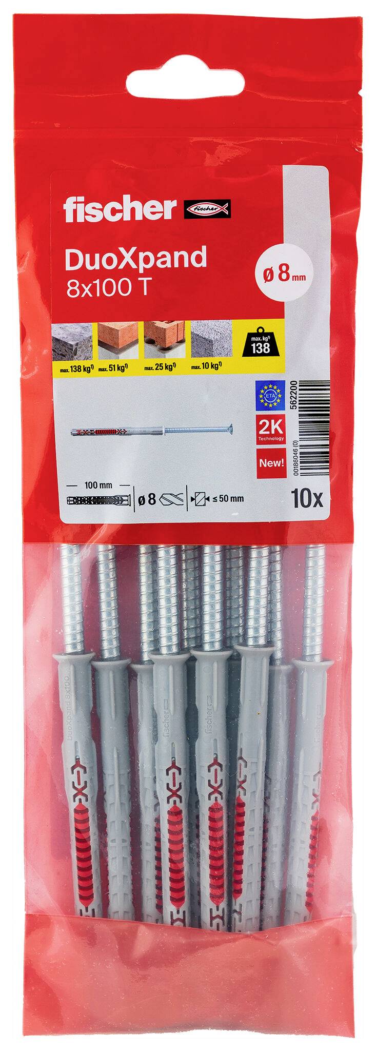 Fischer Universele Plug Duoxpand Nylon - Diam. 8x100mm - 10 Stuks