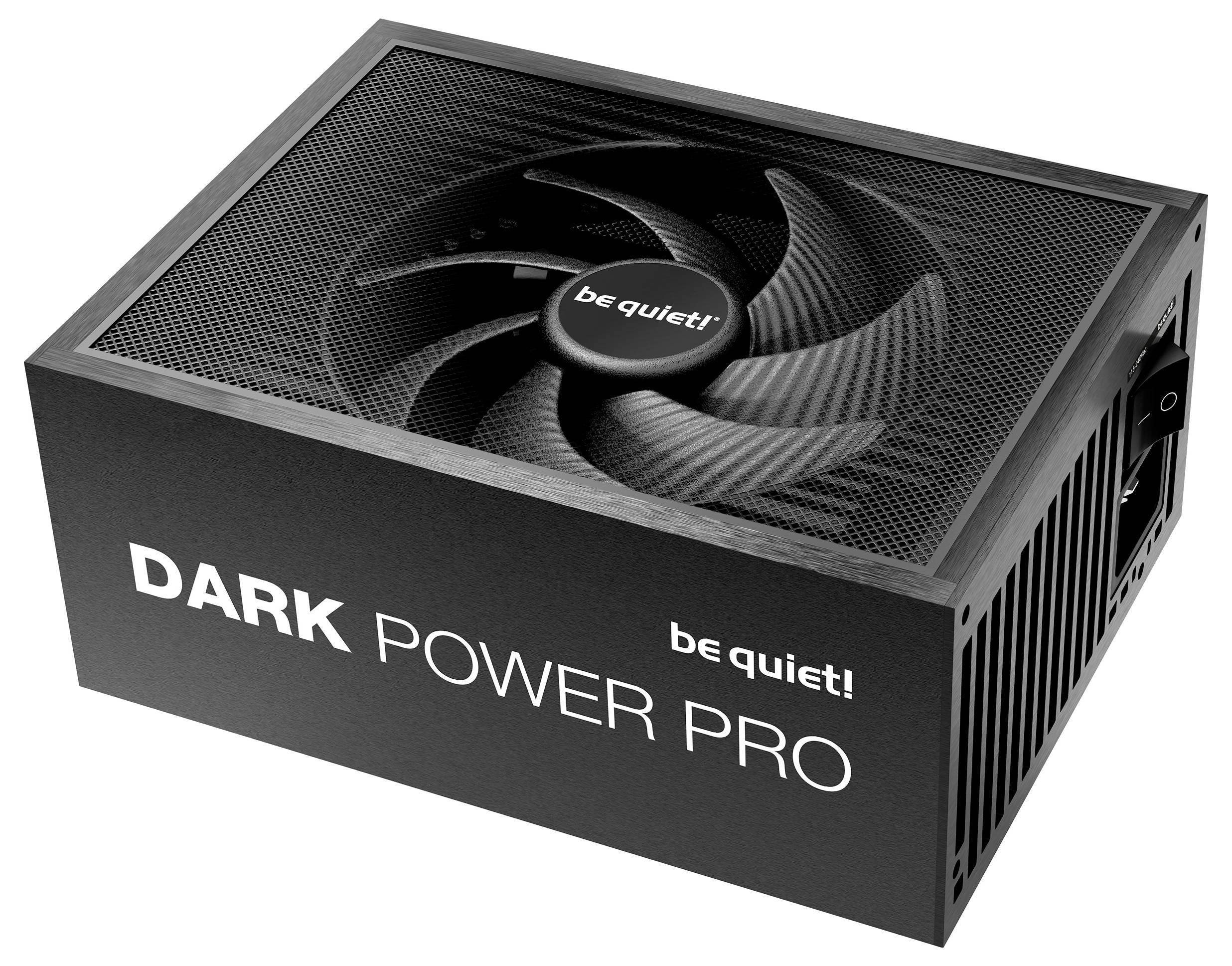 Budi tih! Dark Power Pro računalna napajačka s hlađenjem postavljenim na vrhu i bočnim brandiranjem na crnoj pravokutnoj kućištu