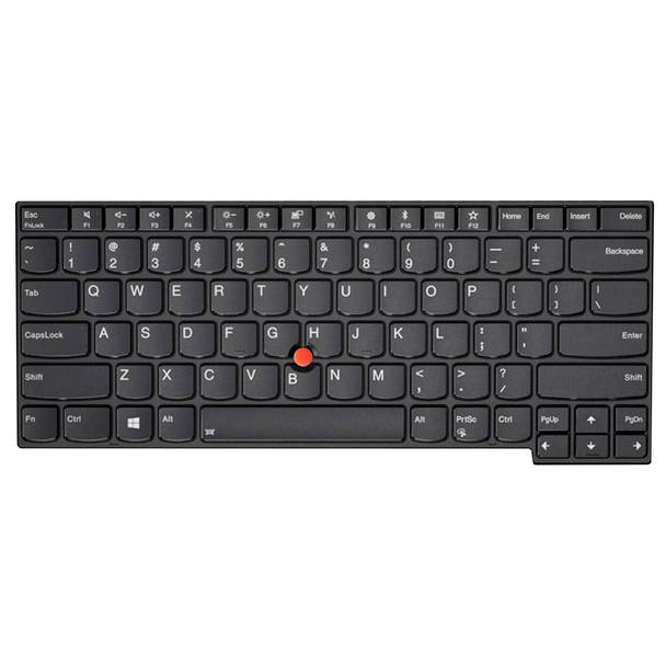Crna Lenovo ThinkPad tipkovnica s crvenim TrackPoint gumbom centriranim između tipki G, H i B na bijeloj pozadini
