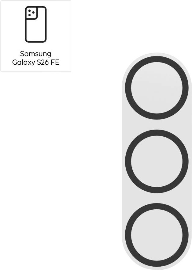 Samsung Galaxy S26 FE modul kamere sa tri vertikalno postavljena stražnja objektiva na bijeloj pozadini.
