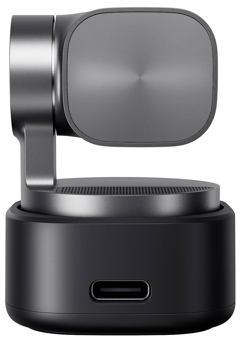 Crna stolna telefonska ili kamera gimbal stalak s prednjim USB-C priključkom i kvadratnom magnetskom nosačem na vrhu.