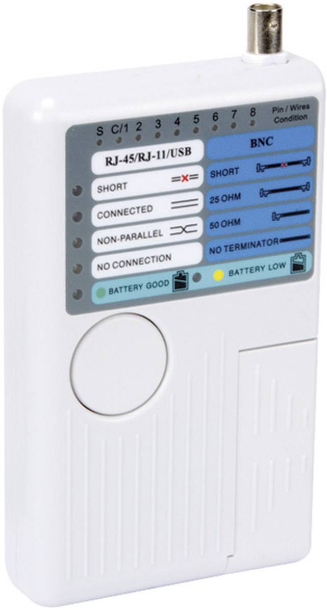 mjerač kablova VTLAN7 Velleman VTLAN7 Prikladno za USB-A, USB-B, BNC, RJ45, RJ12, RJ11, RJ10-0