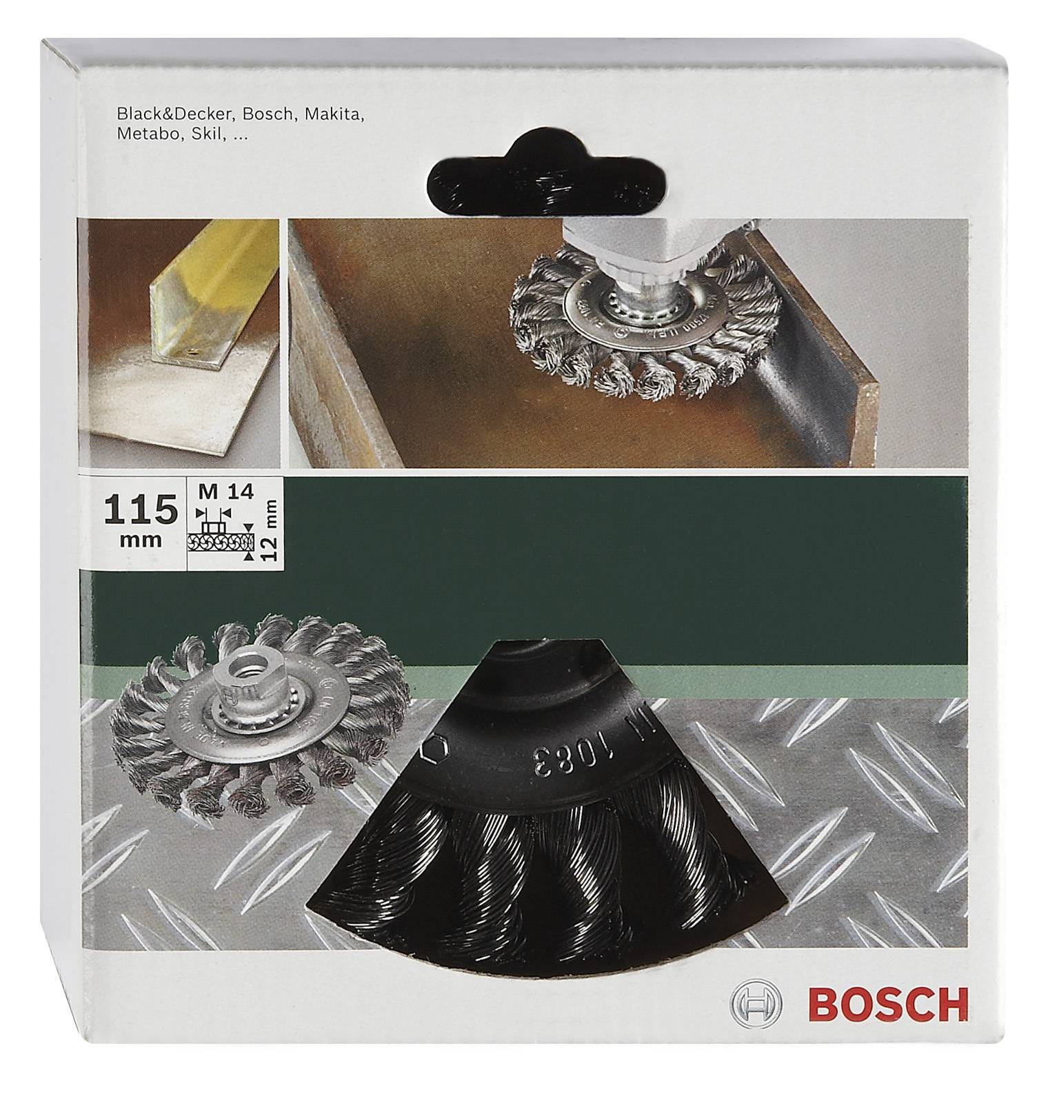 Bosch Schijfborstel voor haakse- en rechte schuurmachine - gevlochten draad, 115 mm 2609256512 1 stuk(s)