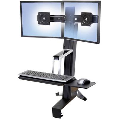 Podesivi radni stol s dvije nosače monitora, policom za tipkovnicu i mjestom za miša, omogućava ergonomski rad stojeći.