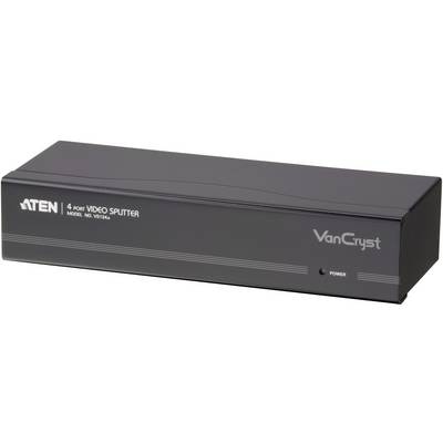 ATEN 4-portni video razvodnik za distribuciju videosignala na više ekrana. Model i statusni indikatori na prednjoj strani uređaja.